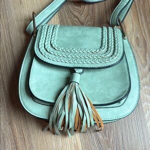Mint Green Braided Tassel Shoulder Bag